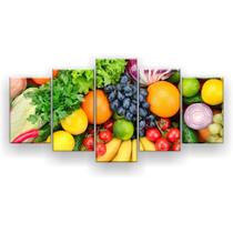 Quadro Decorativo Mosaico 5 Peças Frutas E Legumes