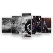 Quadro Decorativo Mosaico 5 Peças Fumaça Moto