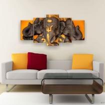 Quadro Decorativo Mosaico 5 Peças Ganesha Amarelo