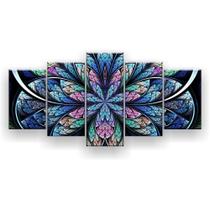 Quadro Decorativo Mosaico 5 Peças Mandala Flor ul