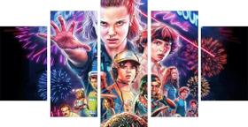 Quadro Decorativo Mosaico 5 Peças Mdf Stranger Things