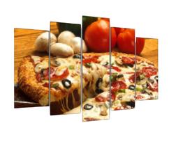 Quadro Decorativo Mosaico 5 Peças Mod061 Pizza Calabresa