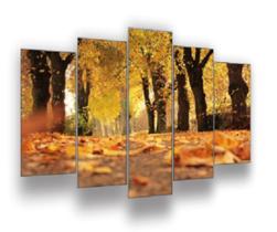 Quadro Decorativo Mosaico 5 Peças Mod106 Floresta Outono