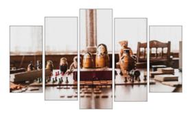 Quadro Decorativo Mosaico 5 Peças Mod818 Bonecas Russa Jogo