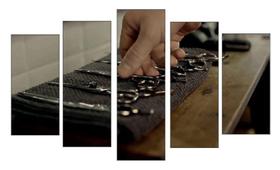 Quadro Decorativo Mosaico 5 Peças Mod822 Tesouras Barber 02