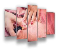 Quadro Decorativo Mosaico 5 Peças Mod879 Unha Rosa Esmalte