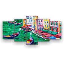 Quadro Decorativo Mosaico 5 Peças Pintura Itália Veneza