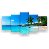 Quadro Decorativo Mosaico 5 Peças Praia ul Coqueiros