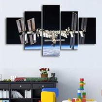 Quadro Decorativo Mosaico 5 Peças Satélite Da Terra