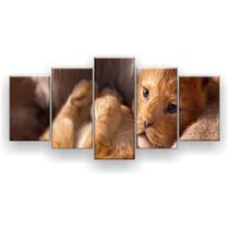 Quadro Decorativo Mosaico 5 Peças Simba No Colo