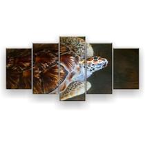 Quadro Decorativo Mosaico 5 Peças Tartarugas Marinhas