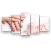 Quadro Decorativo Mosaico 5 Peças Unhas Delicadas