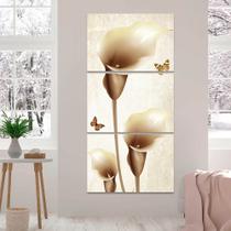 Quadro Decorativo Mosaico 60x120 cm Flor Copo De Leite Sala