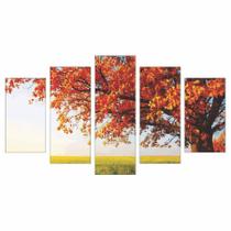 Quadro Decorativo Mosaico Árvore Laranja 5 Peças 160x80cm