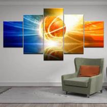 Quadro Decorativo Mosaico De 5 Peças Bola De Basquete