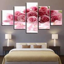 Quadro Decorativo Mosaico De 5 Peças Buquê De Rosas Caído