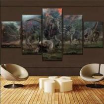 Quadro Decorativo Mosaico De 5 Peças Dinossauros