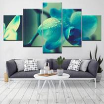 Quadro Decorativo Mosaico De 5 Peças Orquídea ul Brilhante