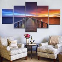 Quadro Decorativo Mosaico De 5 Peças Ponte Pro Mar