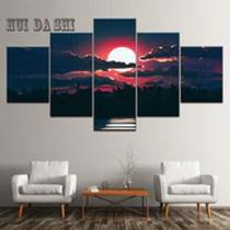 Quadro Decorativo Mosaico De 5 Peças Por Do Sol Nuvens