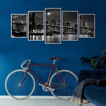 Quadro Decorativo Mosaico Do Brooklyn Moldura Branca