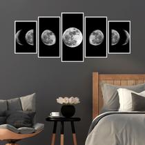 Quadro Decorativo Mosaico Fases da Lua com Moldura Branca