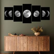 Quadro Decorativo Mosaico Fases da Lua Com Moldura Preta