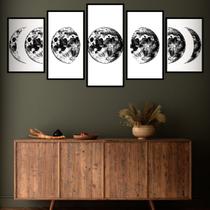 Quadro Decorativo Mosaico Fases da Lua Preto e Branco
