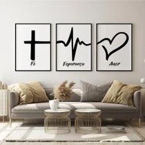 Quadro Decorativo Mosaico Fé, Esperança e Amor - Inspiração e Elegância para Seu Ambiente