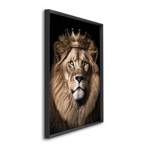 Quadro Decorativo Motivacional Leão Rei com 1 Tela Cm ou Cm de Parede para Sala Quarto Hall 60cm X 9 Preto