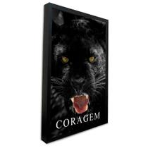 Quadro Decorativo Motivacional Pantera com Coragem em Moldura Caixa Quadro Decorativo Motivacional Pantera com Coragem em Moldura Caixa