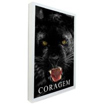 Quadro Decorativo Motivacional Pantera com Coragem em Moldura Caixa Quadro Decorativo Motivacional Pantera com Coragem em Moldura Caixa