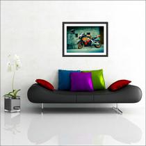 Quadro Decorativo Moto Decorações Com Moldura