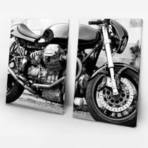 Quadro Decorativo Moto Retrô preto e branco 2 Telas 40x60 Quadro Decorativo Moto Retrô preto e branco 2 Telas 40x60