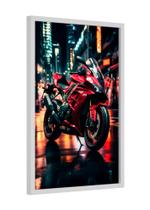 Quadro decorativo - moto vermelha cidade luxo