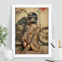 Quadro Decorativo Motoqueira Motogirl 24x18cm - com vidro