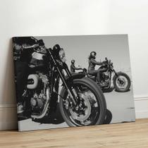 Quadro Decorativo Motos Harley Preto E Branco Tecido Canvas