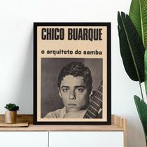 Quadro Decorativo MPB Reportagem Chico 45x34cm