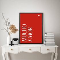 Quadro Decorativo Mucho Amor 33x24cm - com vidro