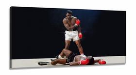 Quadro Decorativo Muhammad Ali Luta Com Tela em Tecido Canvas 130x60