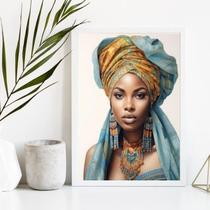 Quadro Decorativo Mulher Africana - Turbante ul 33x24cm