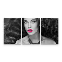 Quadro Decorativo Mulher Beleza Batom Pink Mosaico Quadro Decorativo Mulher Beleza Batom Pink Mosaico