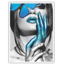 Quadro Decorativo Mulher Borboleta Azul 90x60 Sala Quarto Quadro Decorativo Mulher Borboleta Azul 90x60 Sala Quarto