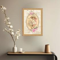 Quadro Decorativo Mulher Buquet Flores Vintage 33x24cm - Quadros On-line Quadro Decorativo Mulher Buquet Flores Vintage 33x24cm - Quadros On-line
