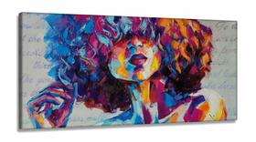 Quadro Decorativo Mulher Color Art em Tecido Canvas 130x60