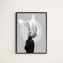 Quadro Decorativo Mulher Com Asas Na Cabeça 45x34cm - com vidro Quadro Decorativo Mulher Com Asas Na Cabeça 45x34cm - com vidro