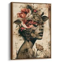 Quadro decorativo Mulher com Flores e Sonhos Poéticos Eternos - Art Canvas
