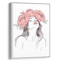 Quadro decorativo Mulher com Flores e Sussurros de Pétalas - Art Canvas