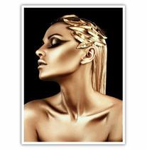 Quadro Decorativo Mulher Corpo Dourado 90x60 Sala Quarto