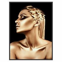 Quadro Decorativo Mulher Corpo Dourado 90x60 Sala Quarto